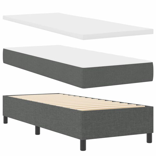 vidaXL Boxspringbett mit Kopfteil Dunkelgrau 80 x 200 cm Stoff
