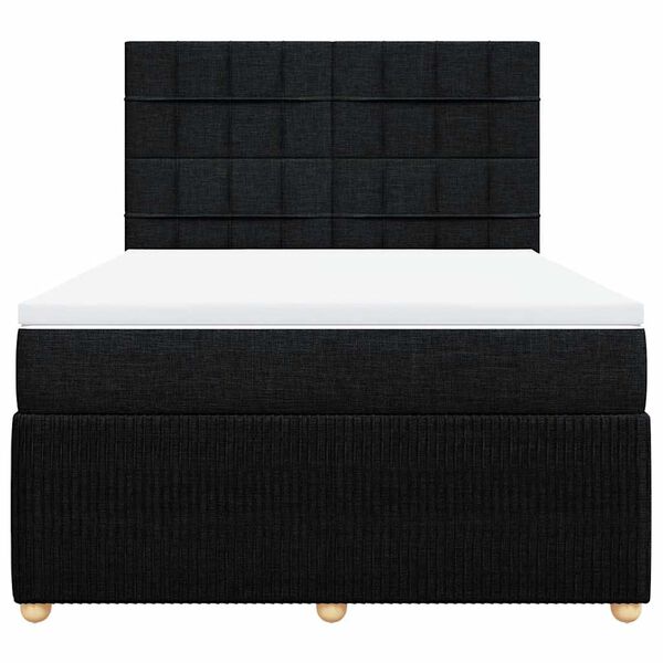 vidaXL Boxspringbett mit Matratze Schwarz 160x200 cm Stoff