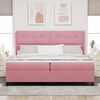 vidaXL Boxspringbett mit Matratze mit Kopfteil Rosa 200 x 200 cm Samt