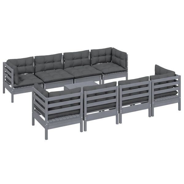 vidaXL 9-tlg. Garten-Lounge-Set mit Kissen Kiefer Massivholz
