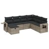 vidaXL 7-tlg. Garten-Sofagarnitur mit Kissen Grau Poly Rattan