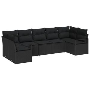 vidaXL Gartensofa-set mit Kissen 7 pcs Schwarz Poly-Rattan