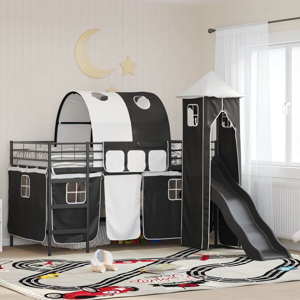vidaXL Kinderloftbett Schwarz 99,5 x 200 cm Metall