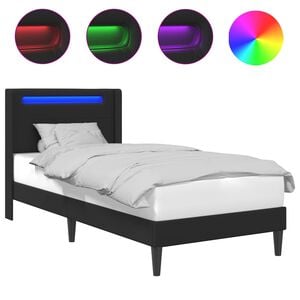 vidaXL Bettrahmen mit LED-Lichtleisten Schwarz 80 x 200 cm Kunstleder