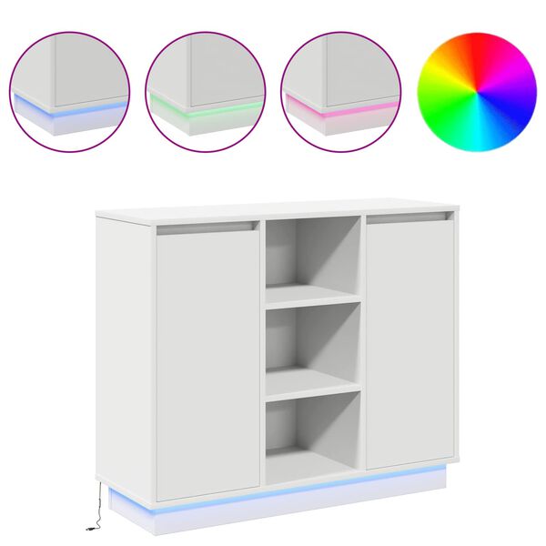 vidaXL LED-Sideboard Wei&szlig; 90 x 32 x 75 cm Holzwerkstoff