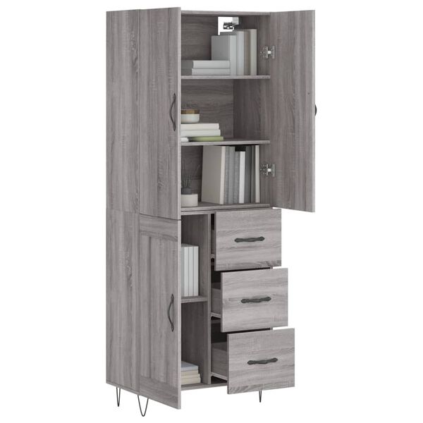 vidaXL Highboard Grau Sonoma 69,5x34x180 cm Holzwerkstoff