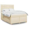 vidaXL Boxspringbett mit Matratze Creme 140x190 cm Stoff