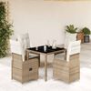 vidaXL 5-tlg. Garten-Bistro-Set mit Kissen Beige Poly Rattan