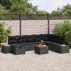 vidaXL Garten-Sofa-Set mit Kissen 9 pcs Schwarz Poly Rattan
