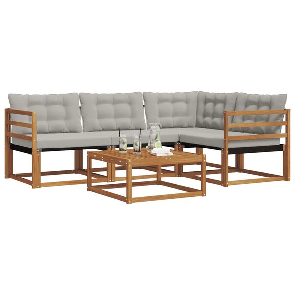 vidaXL Outdoor-Sofagarnitur mit Kissen 5 pcs Nat&uuml;rlich und Hellgrau