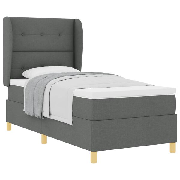 vidaXL Boxspringbett mit Matratze Dunkelgrau 200 x 80 cm Stoff