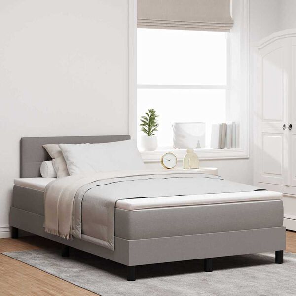 vidaXL Boxspringbett mit Matratze mit LED Taupe 120 x 200 cm Stoff