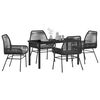 vidaXL Garten Essgruppe mit Kissen 5 pcs Schwarz Poly-Rattan