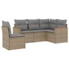 vidaXL 5-tlg. Garten-Sofagarnitur mit Kissen Beige Poly Rattan