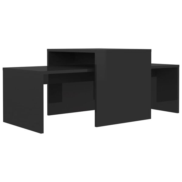 vidaXL Couchtisch-Set Hochglanz-Schwarz 100x48x40 cm Holzwerkstoff
