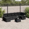 vidaXL 8-tlg. Garten-Sofagarnitur mit Kissen Schwarz Poly Rattan