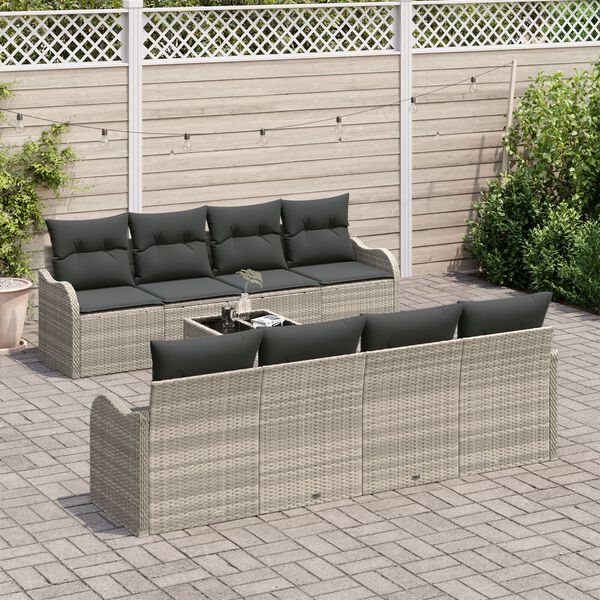 vidaXL Gartensofa-set Hellgrau 55 x 55 x 37 cm Poly-Rattan