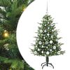 vidaXL K&uuml;nstlicher vorbeleuchteter Weihnachtsbaum mit Kugelset Gr&uuml;n