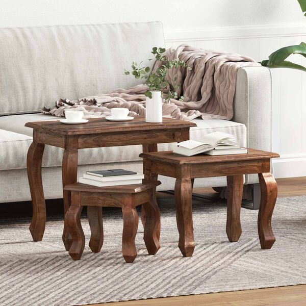 vidaXL Nestingtisch 3 pcs Braun Massivholz Mahagoni