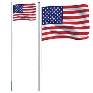 vidaXL Flagge der Vereinigten Staaten mit Mast 6,08 m Aluminium