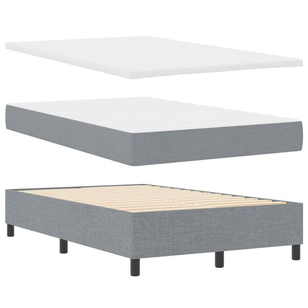 vidaXL Boxspringbett mit Matratze Hellgrau 120 x 200 cm Stoff