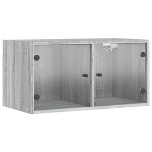 vidaXL Wandschrank mit Glast&uuml;ren Grau Sonoma 68,5x37x35 cm