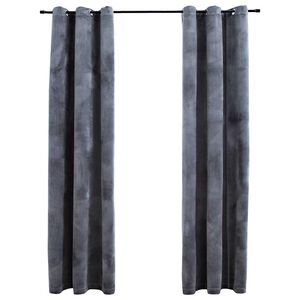134810 vidaXL Blackout Curtains with Rings 2 pcs Anthracite 37"x63" Velvet (US only) - Untranslated