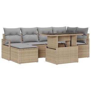 vidaXL Garten-Sofa-Set mit Kissen 7 pcs Beige und Hellgrau