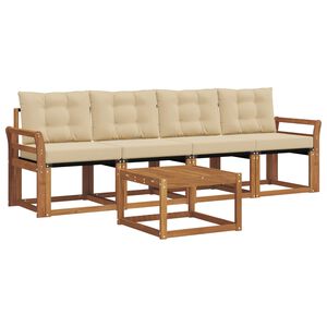 vidaXL Outdoor-Sofagarnitur mit Kissen 5 pcs Natur und Beige