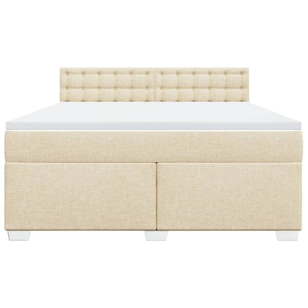 vidaXL Boxspringbett mit Matratze Creme 180x200 cm Stoff