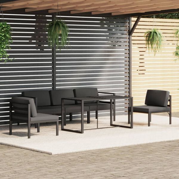 vidaXL 6-tlg. Garten-Lounge-Set mit Kissen Aluminium Anthrazit