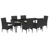 vidaXL Garten Essgruppe 7 Stk. Schwarz Poly-Rattan