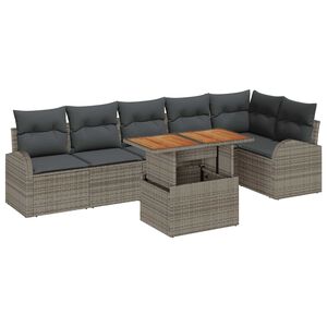 vidaXL Garten-Sofa-Set mit Speicher 7 pcs Grau Poly Rattan