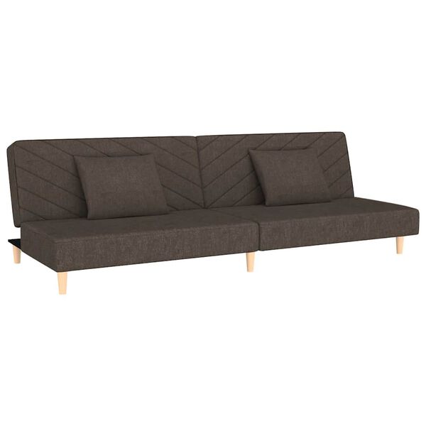 vidaXL Schlafsofa 2-Sitzer mit 2 Kissen Braun Stoff