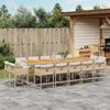 vidaXL 15-tlg. Garten-Essgruppe mit Kissen Beige Poly Rattan