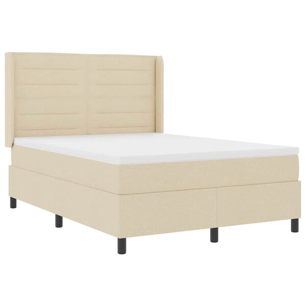 vidaXL Boxspringbett mit Matratze Creme 160 x 200 cm Stoff
