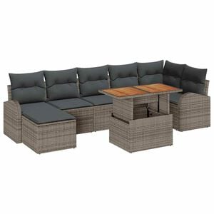 vidaXL Garten-Sofa-Set 8 stk. Grau Poly Rattan