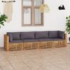 vidaXL 4-Sitzer-Gartensofa mit Kissen Massivholz Teak