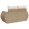 vidaXL Gartensofa mit Kissen 2-Sitzer Beige Poly Rattan