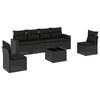 vidaXL 7-tlg. Garten-Sofagarnitur mit Kissen Schwarz Poly Rattan