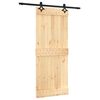 vidaXL Schiebet&uuml;r Nat&uuml;rlich und Schwarz 85 x 210 cm Massivkiefer