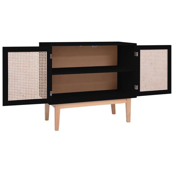 vidaXL Sideboard Schwarz 88,5x40x80 cm MDF und Rattan