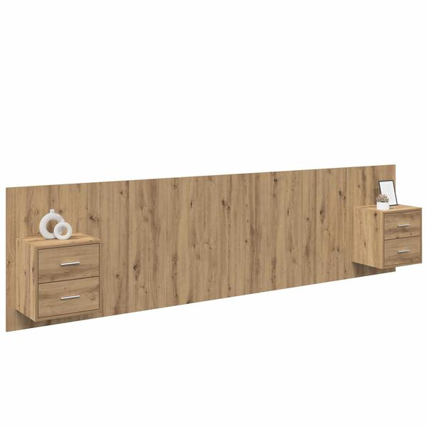 vidaXL Kopfteil mit Schrank 3 pcs Artisan-Eiche Holzwerkstoff
