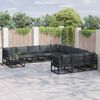 vidaXL Garten-Sofa-Set mit Kissen 12 pcs Schwarz Aluminium
