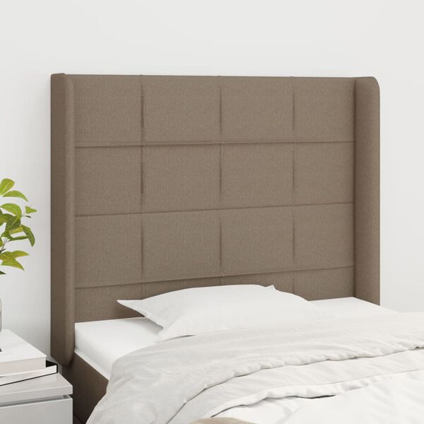 vidaXL Kopfteil mit Ohren Taupe 103x16x118/128 cm Stoff