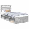 vidaXL Bettrahmen mit Kopfteil Beton 90 x 200 cm Massives Kiefernholz