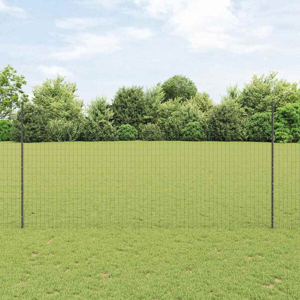 vidaXL Zaun und Pfosten Grau 1,5 x 10 m Stahl