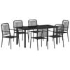 vidaXL Garten Essgruppe 7 pcs Schwarz Pulverbeschichteter Stahl