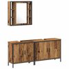vidaXL Badezimmerm&ouml;bel-Set mit Regal mit T&uuml;r 3 pcs Braun Holzwerkstoff