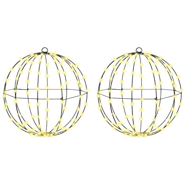 vidaXL Ball mit 192 LEDs 2 pcs Warmweiß 43,5 cm Metall